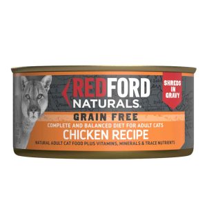 Redford Naturals Natural Wet Cat Food, Adult Grain Free Chicken Shreds in Gravy, 3 Ounces