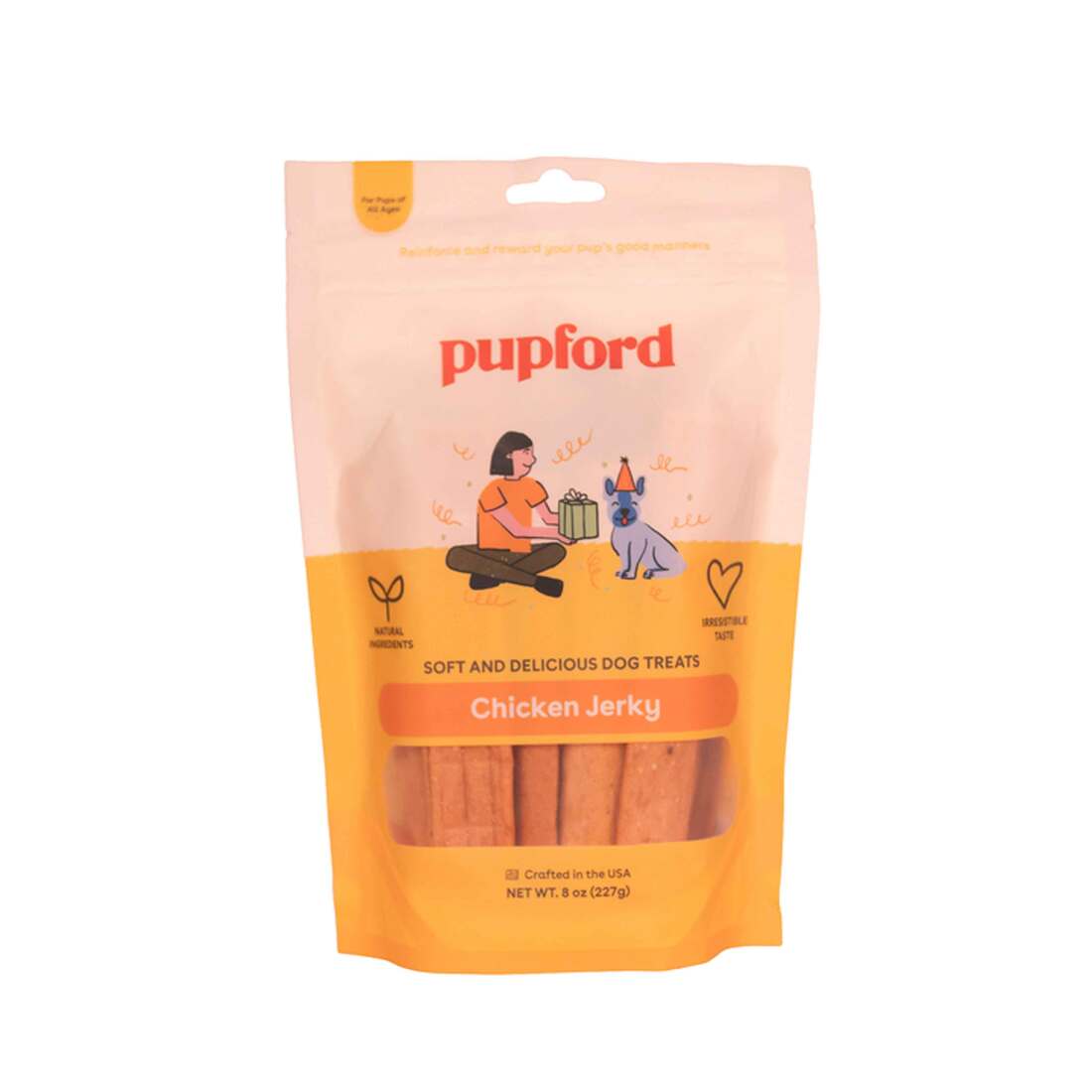 Pupford Chicken Jerky Dog Treat, 8 Ounces