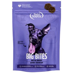 NutriSource Grain Free Big Bite Dog Treat, Beef, 14 Ounces
