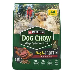 Purina Dog Chow High Protein Dry Dog Food, Real Beef Recipe - 44 Pound Bag