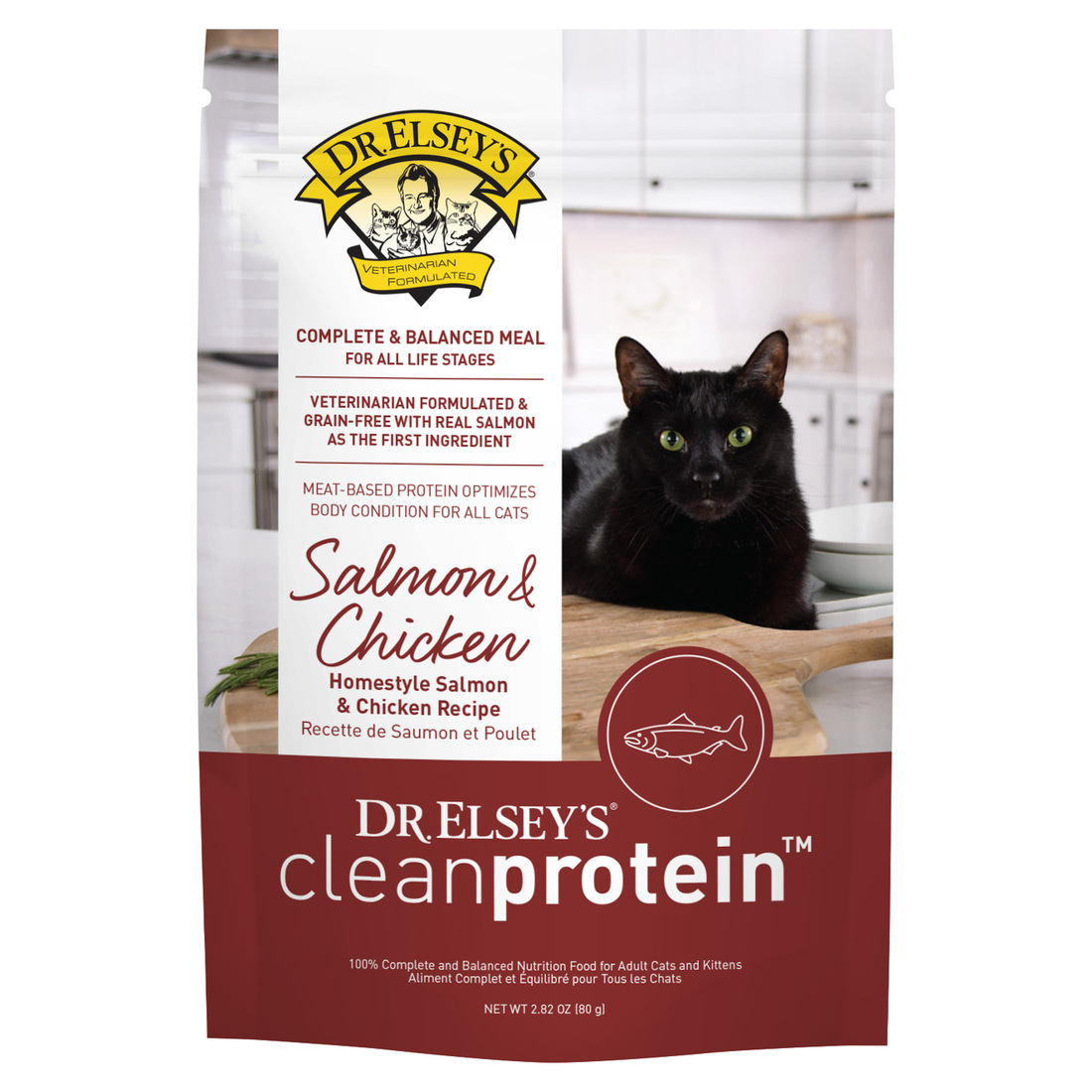 Dr Elseys CleanProtein Wet Cat Food, Homestyle Salmon and Chicken, 2.82 Ounces