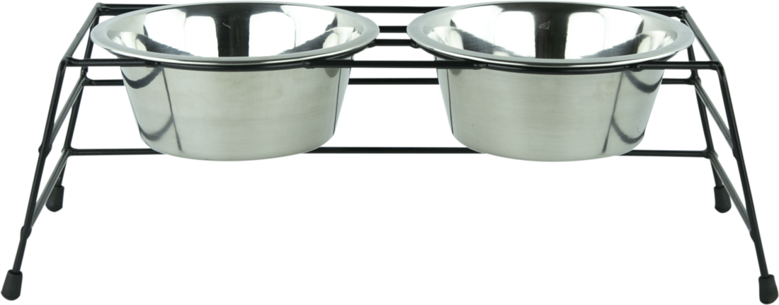 Play On Stainless Steel Double Diner Dog Bowl