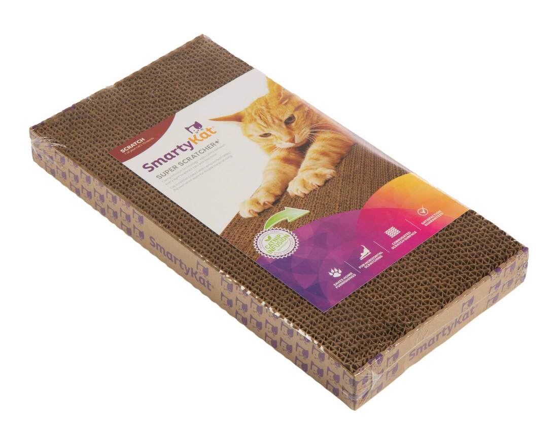SmartyKat Super Scratcher+ Double Wide with Catnip Infusion Technology Corrugate Cat Scratch Pad, Re