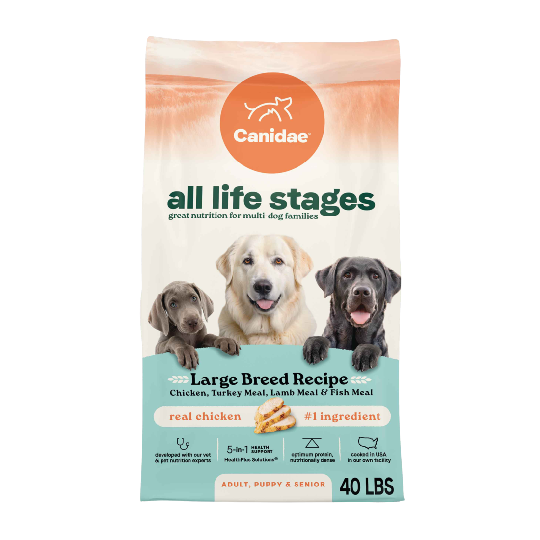 Canidae All Life Stages Large Breed Dry Dog Food, Multi-Protein Recipe, 40 Pounds