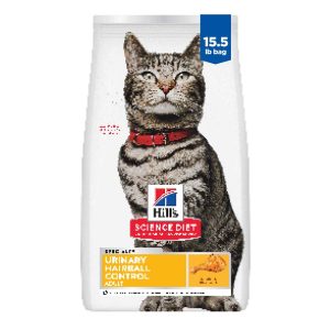 Hill's Science Diet Adult Urinary & Hairball Control Chicken Recipe Dry Cat Food, 15.5 Pound Bag