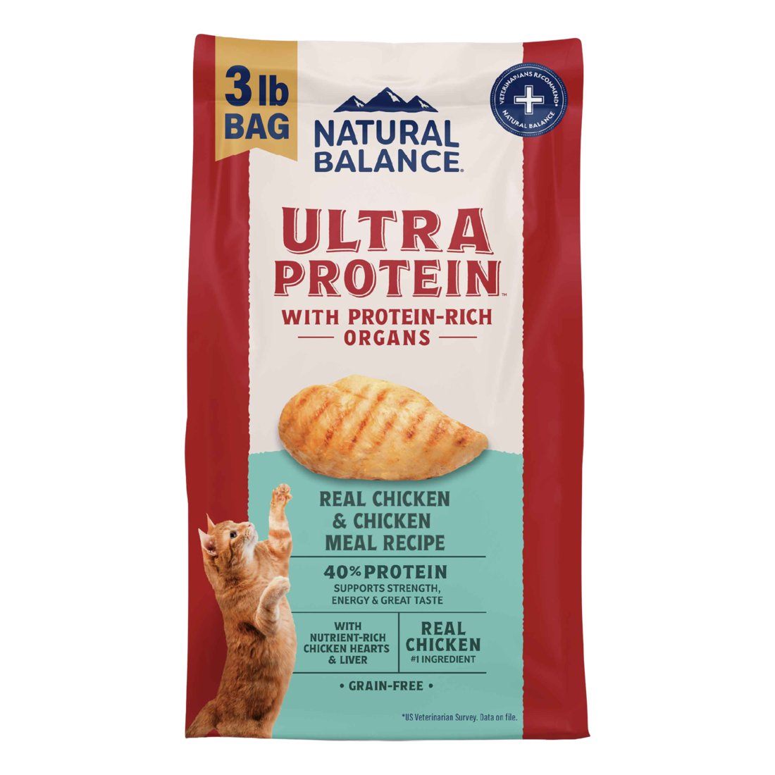 Natural Balance Ultra Protein Dry Cat Food, Real Chicken & Chicken Meal Recipe, 3 Pounds