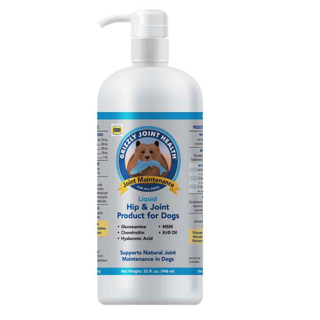 Grizzly Pet Products Hip and Joint Support Liquid Dog Supplement, 32 Ounces