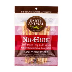 Earth Animal No-Hide Grass-Fed Beef Stix Natural Rawhide Alternative Dog & Cat Chews, 10 Pack