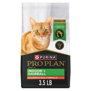 Purina Pro Plan Hairball Management, Indoor Dry Cat Food, Salmon and Rice Formula - 3.5 Pound