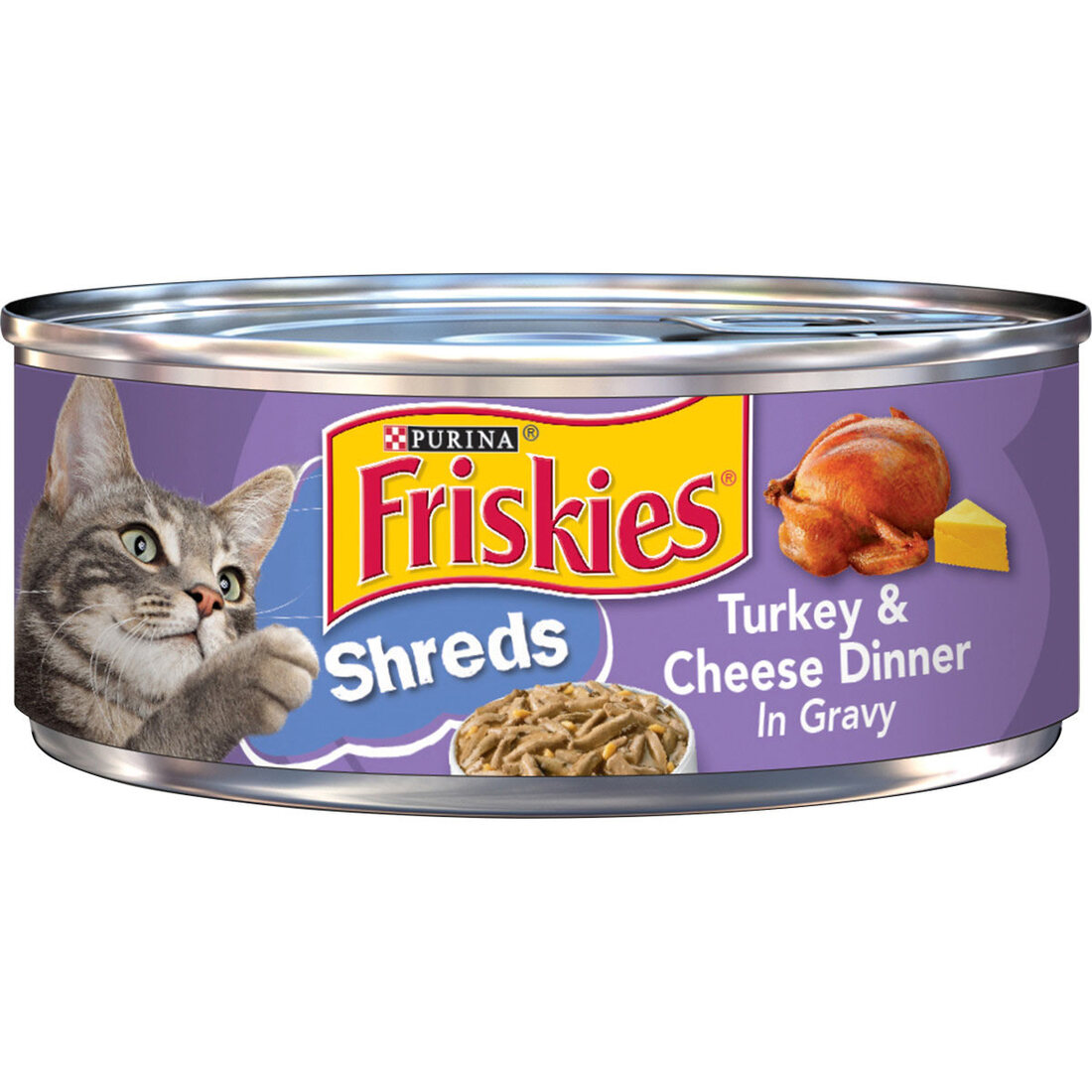 Purina Friskies Shreds Turkey and Cheese Dinner in Gravy High Protein Wet Cat Food - 5.5 Ounce Can