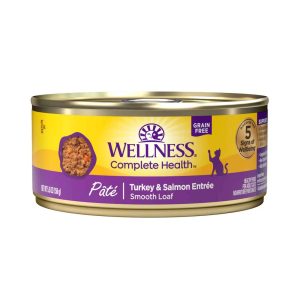 Wellness Complete Health Grain Free Canned Cat Food, Turkey & Salmon Pate, 5.5 Ounces