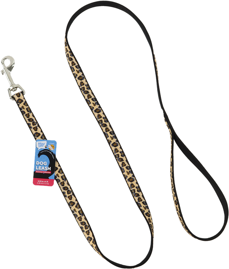 Play On Puffy Dog Leash, Leopard Print - Image 2