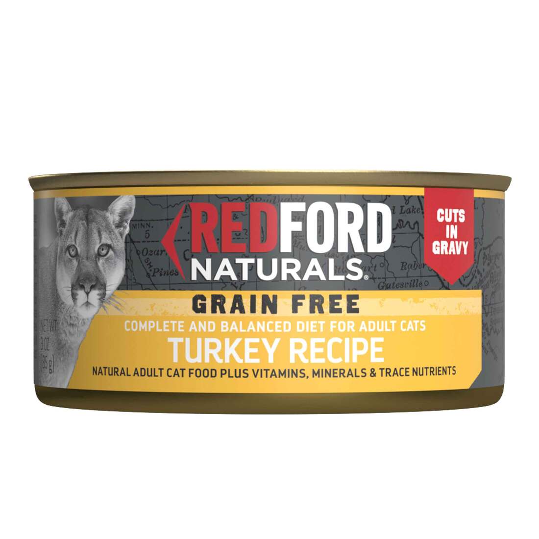 Redford Naturals Natural Wet Cat Food, Adult Grain Free Turkey Cuts in Gravy, 3 Ounces