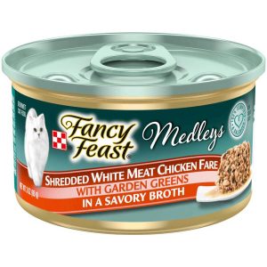 Purina Fancy Feast Medleys Wet Cat Food, Shredded White Meat Chicken Fare With Spinach in Savory Cat