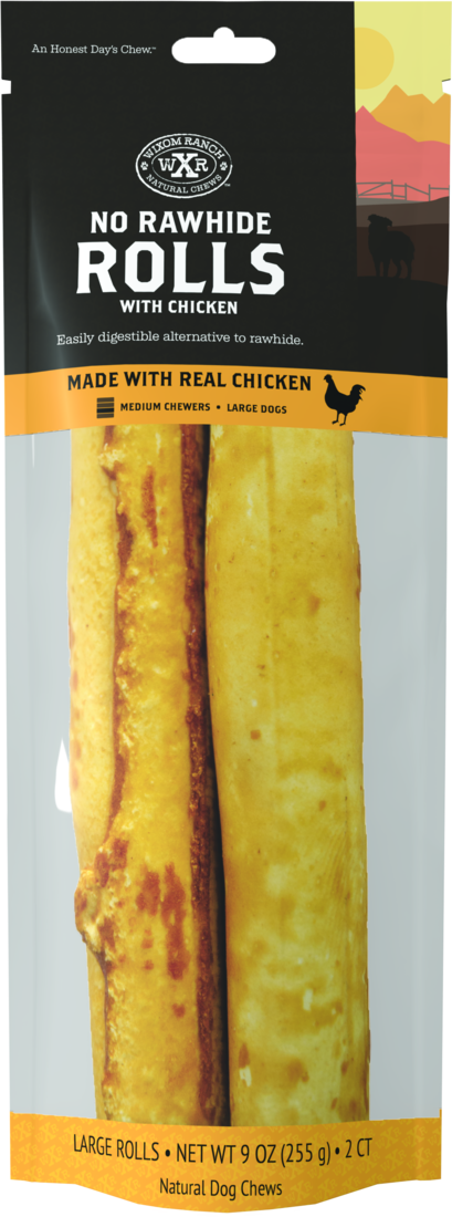 Wixom Ranch Natural Chews No Rawhide Rolls With Chicken, Large, 2 Count