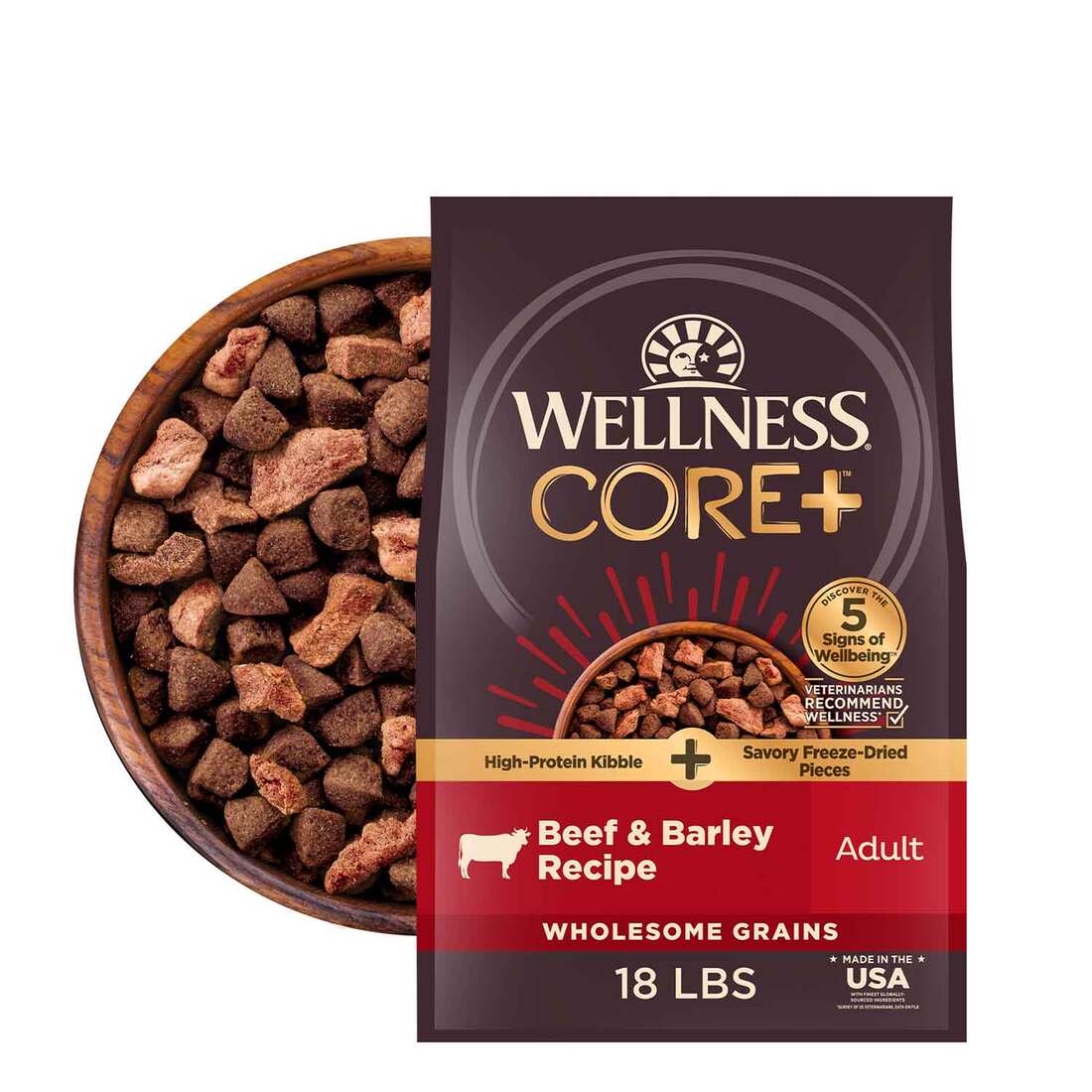 Wellness CORE+ Grained Dry Dog Food, Beef & Barley Recipe