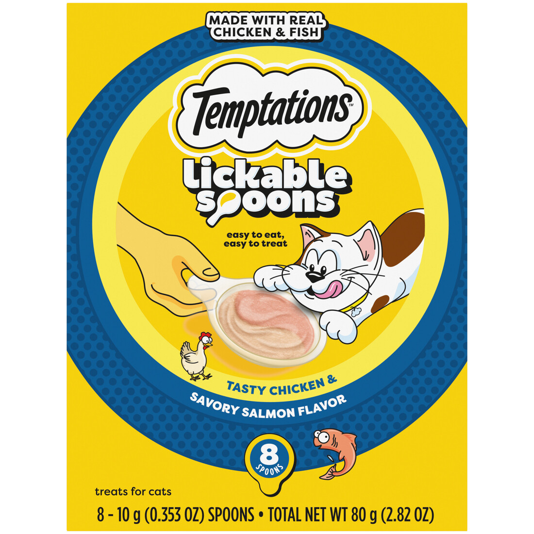 Temptations Cat Treat, Tasty Chicken and Savory Salmon, 8 Count