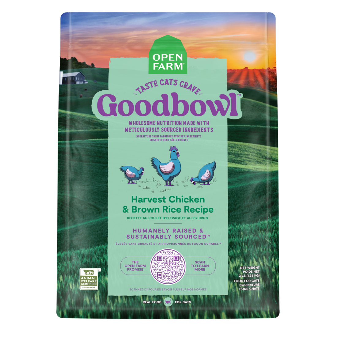 Open Farm Goodbowl Harvest Chicken and Brown Rice Recipe Dry Cat Food - Image 2