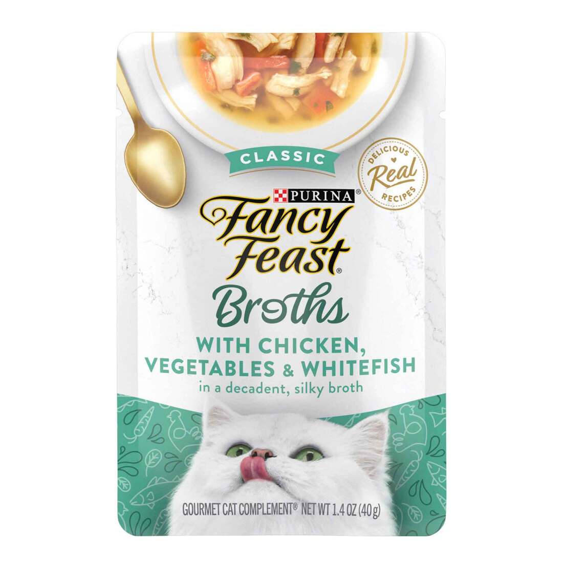 Purina Fancy Feast Lickable Wet Cat Food Broth Topper Classic, Chicken, Vegetables and Whitefish - 1