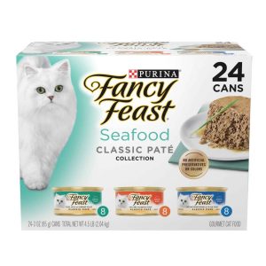 Purina Fancy Feast Seafood Classic Pate Collection Grain Free Wet Cat Food Variety Pack - (24) 3 Oun