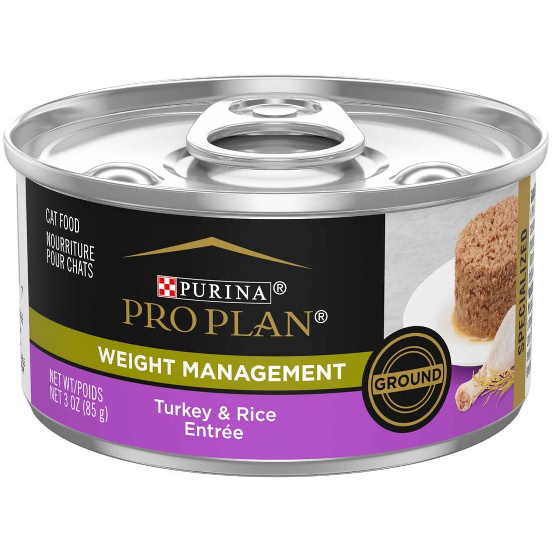 Purina Pro Plan SPECIALIZED Wet Cat Food, Weight Management Turkey & Rice Entree, 3 Ounces