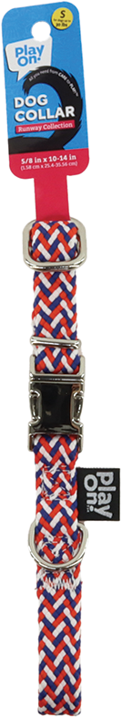 Play On Woven Dog Collar, Red/White/Blue - Image 2