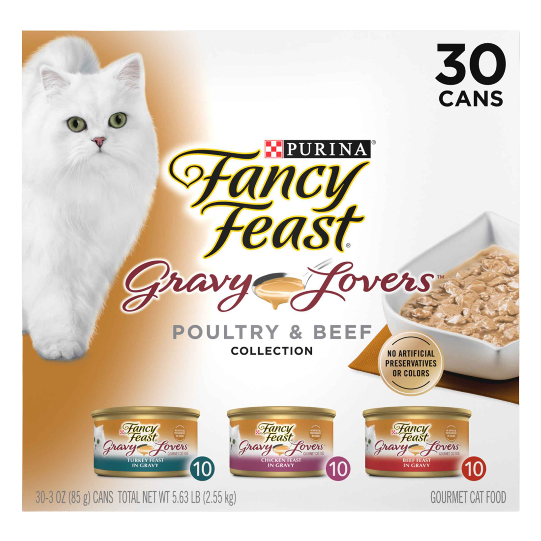 Purina Fancy Feast Gravy Lovers Poultry and Beef Grilled Gourmet Wet Cat Food Variety Pack - (30) 3