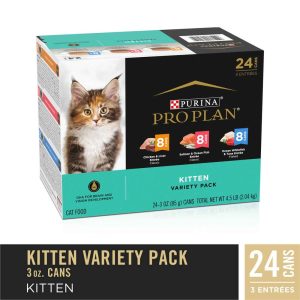 Purina Pro Plan FOCUS Wet Cat Food, Kitten Favories Variety Pack (24), 3 Ounces