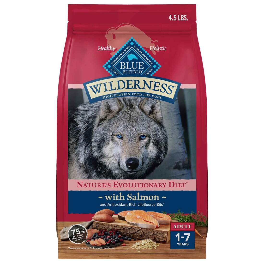 Blue Wilderness High Protein Natural Adult Dry Dog Food Plus Wholesome Grains, Salmon - Image 2