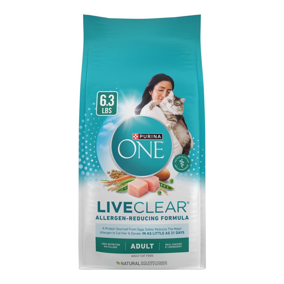 Purina ONE LiveClear Allergen-Reducing Dry Cat Food With Real Chicken - 6.3 Pound Bag