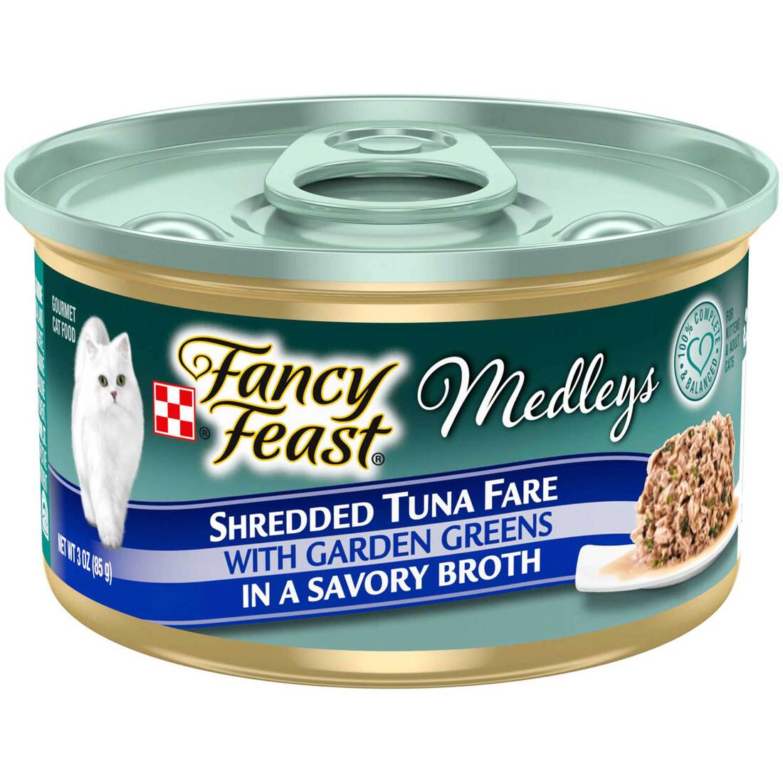 Purina Fancy Feast Medleys Wet Cat Food, Shredded Tuna Fare Wet Cat Food Recipe with Spinach in a Ca