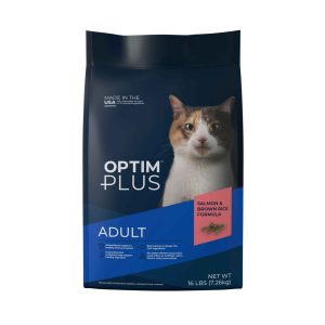 OptimPlus Adult Salmon & Brown Rice Formula Dry Cat Food, 16 Pounds