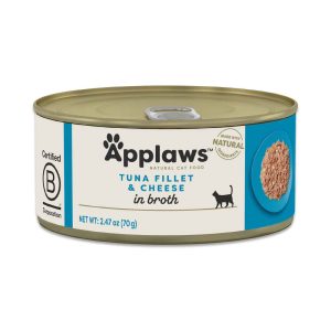 Applaws Natural Wet Cat Food, Tuna Fillet with Cheese in Broth, 2.47 Ounces