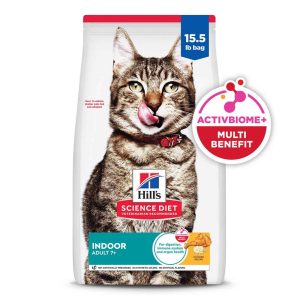 Hill's Science Diet Senior 7+ Indoor Chicken Recipe Dry Cat Food, 15.5 Pound Bag