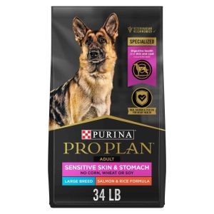 Purina Pro Plan Sensitive Skin and Stomach Large Breed Dry Dog Food, Salmon and Rice Formula - 34 Po