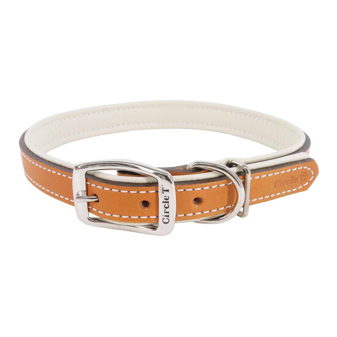 Circle T® Layered Fashion Leather Dog Collar, Tan & Cream