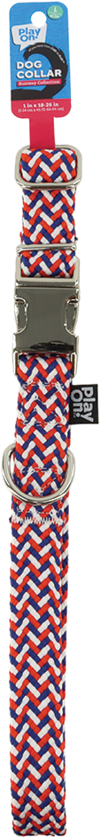 Play On Woven Dog Collar, Red/White/Blue - Image 4