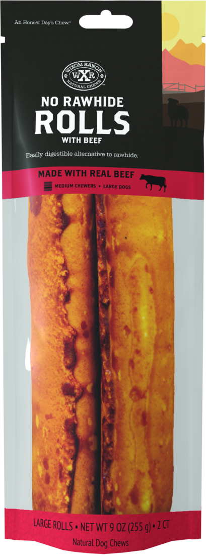 Wixom Ranch Natural Chews No Rawhide Rolls With Beef, Large, 2 Count