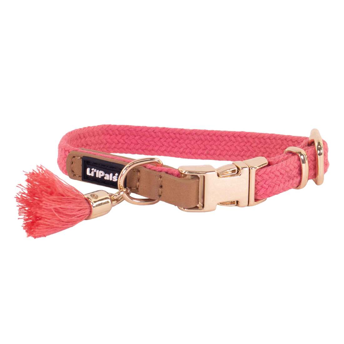 Li'l Pals® by Coastal® Charming Woven Collar with Tassel, Pink - Image 2