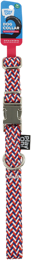 Play On Woven Dog Collar, Red/White/Blue - Image 3