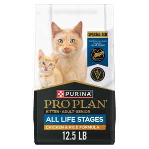 Purina Pro Plan All Life Stages Dry Cat Food, Chicken and Rice Formula - 12.5 Pound Bag