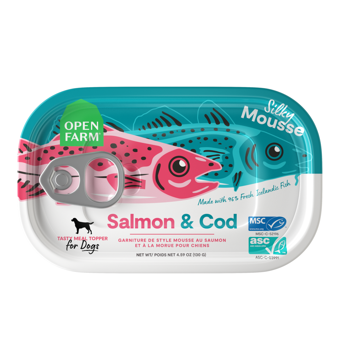 Open Farm Silky Mousse Topper Wet Dog Food, Salmon and Cod, 4.6 Ounces
