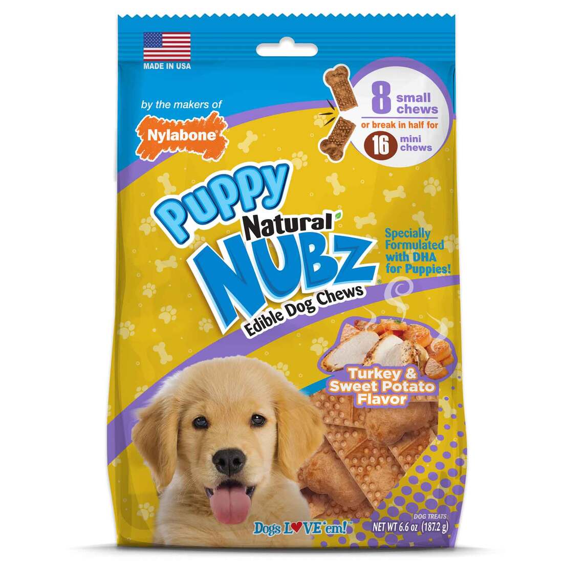 Nylabone Nubz Turkey And Sweet Potato Puppy Dog Chew, Small, 8 Count, 6.6 Ounces