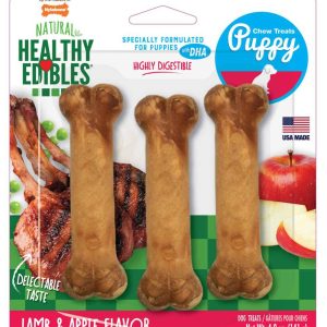 Nylabone Healthy Edibles Puppy Lamb & Apple Flavor Dog Bone Treat, 3 Count