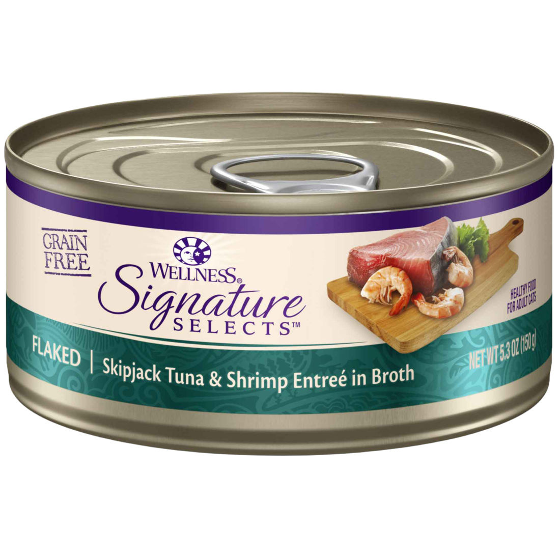 Wellness Signature Selects Natural Wet Cat Food, Grain Free Flaked Skipjack Tuna, Chicken And Shrimp