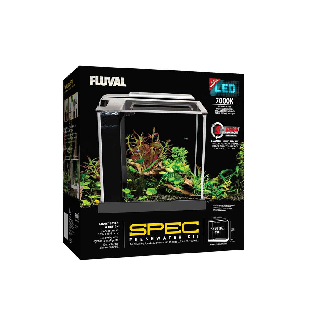 Fluval Spec Kit Aquarium, Black, 2.6 Gallon