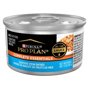 Purina Pro Plan COMPLETE ESSENTIALS Wet Cat Food, SeaFood, Stew Entr??e in Sauce, 3 Ounces