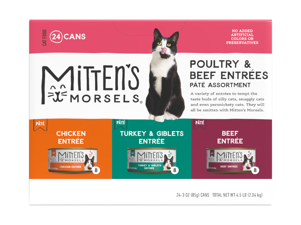 Mitten's Morsels Poultry & Beef Pat?? Variety Pack Wet Cat Food, 3 Ounces, 24 Cans