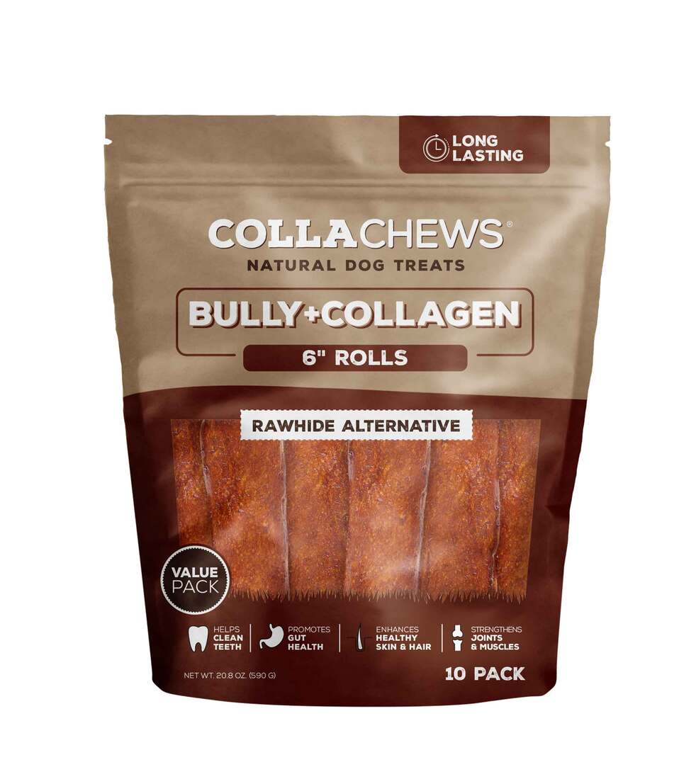 CollaChews Bully Collagen Roll Dog Treats, 6 Inches, 4 Pack - Image 2