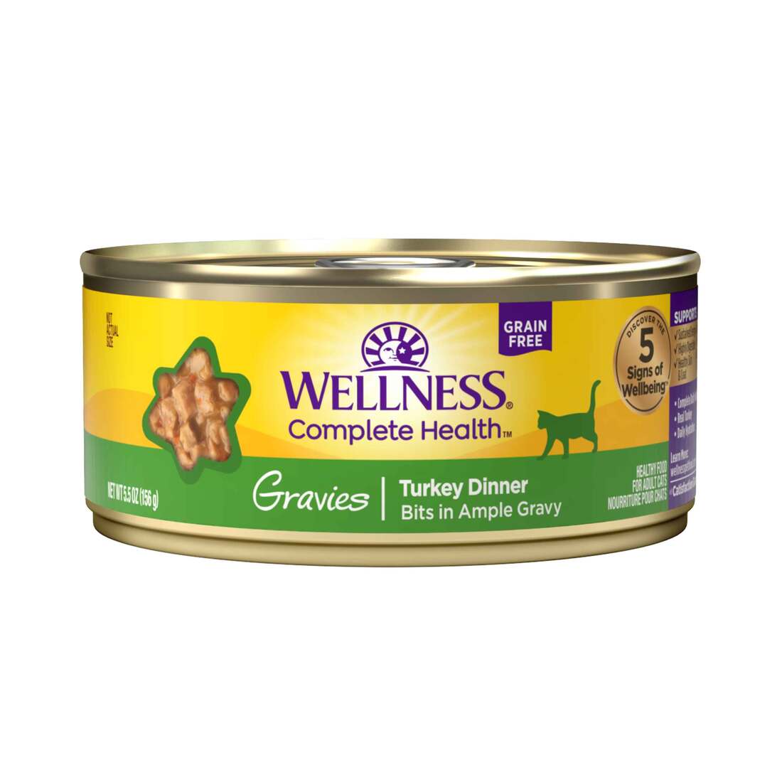 Wellness Complete Health Gravies Grain Free Canned Cat Food, Turkey Dinner, 5.5 Ounces